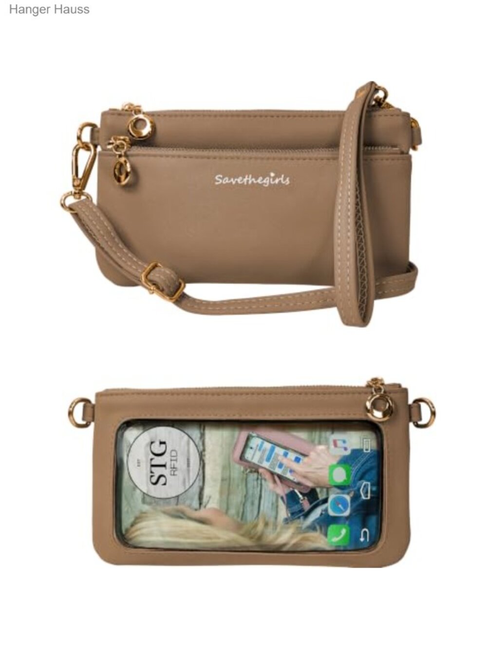 Faux Leather Crossbody Phone Purse with Adjustable Strap and Wristlet
